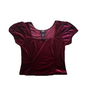 Cosmic Aura Velvet Top Medium Whimsigoth Vamp Cross Goth Hot Topic Burgundy
